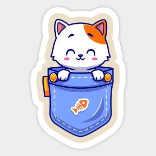 Cute Cat In Pocket Cartoon Sticker